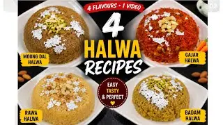 4 halwa recipes #moongdalhalwa #gajarhalwa #badamhalwa #rava #halwa