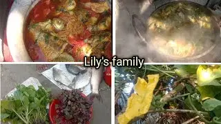 রুই মাছ ভুনা সাথে লাল শাক ভাজি#minivlog #familychannel #lilys #cooking 