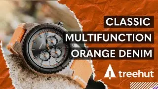 Classic Multifunction Orange Denim: Men's Wooden Chronograph Watches