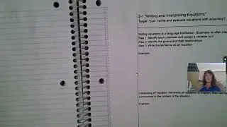 Math 1 Module 2 notebook set up