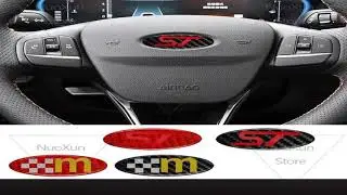 1PCS ST M Steering Wheel Sticker Car Interior Center Console Rubber Badge For Ford Fiesta