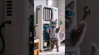 engineer cat fixing AC