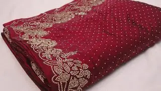 ARNG-3534 &ldquo;The Glossy Maroon&rdquo; Premium Designer Saree||Fendi Fabric||Swarovski Stones