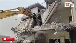 Demolition of illegal structures in Manikonda Hydra officials are demolishing illegally constructed