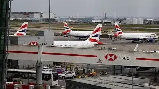 Live: View of runway at Heathrow Airport after fire causes power outage