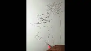 Cat climbing a tree Pencil drawing ❤️🐈🐈❤️😍 #shorts #short #viral #viralvideo #drawing