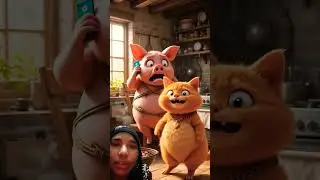 Ai animation Cartoon Chaos: Ai Cat vs Pig 🐷😹. #3danimation #pets #cat #shorts