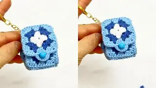 Crochet Mini Bag Keychain Tutorial 🧶 | Cute Granny Square Keychain Idea 