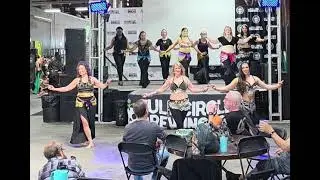 Annette Federico's students dancing at her hafla at  Full Circle Brewing Co. Fresno, Ca. 4/6/25