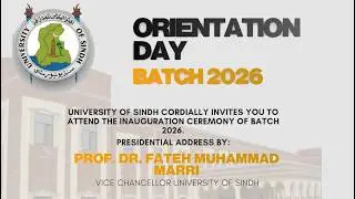Orientation Day of Batch 2026 at University of Sindh, Jamshoro