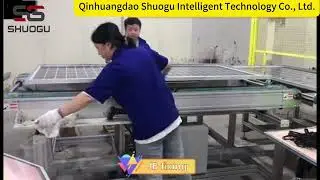 Solar panel production line photovoltaic module J-Box manually fixing process#solarpanel