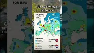 Air quality map in Europe #europe #maps #map #shorts #fyp