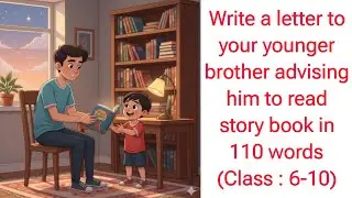 Write a letter to your younger brother advising him to read story book in 110 words by CM