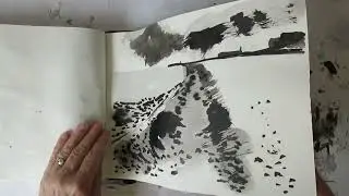 Black Ink Seascape Book Painted in One Day by Ann Marie Whitton