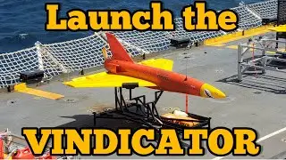 Launching a Vindicator UAV Remotely Piloted Aircraft target drone from a Royal Canadian Navy warship