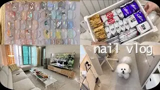 Nail vlog | 네일샵브이로그 (6월이달의아트 만들기, 탕비실 간식들, 만두의 방문, 쌤들과 집들이, 스와로브스키네일 정리하기)