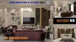 Sketchup interior design #4 How to make living room design and render vray=7