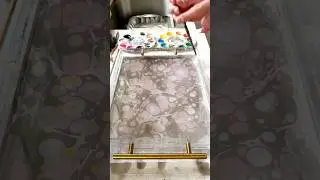 Chill paper marbling: trippy layered pattern with purple spots #marbling #artsandcrafts #paperart