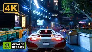 Cyberpunk 2077 &ndash; Night City Rainy Late-Night Drive Ambience [4K | Full Path Tracing]