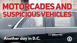 Biden and Harris motorcades, a suspicious vehicle, and a big black fence up at the Capitol.