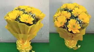 10 Yellow Gerbera Bouquet |10 Gerbera Wrapping Idea | How To Make A Bouquet | Klassiq Florist Mumbai