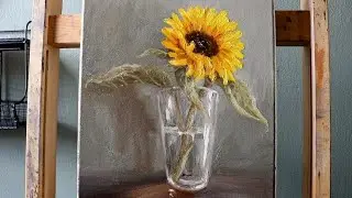 Sunflower in a Glass Oil Painting Time-Lapse | Still Life Painting | Fine Art | Art BSP