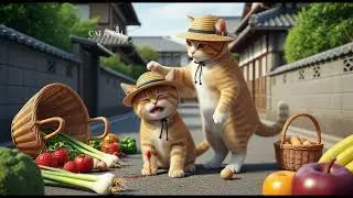Oops! 😹 Kitten Fell While Helping Mama Cat Carry Food after Going to the Supermarket