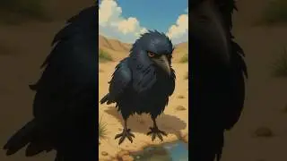 A thirsty crow dropped pebbles into a pitcher to raise the water level and drink
