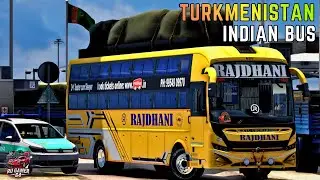 INDIAN PRAKASH VEGA BUS DRIVING ON MUDDY & DANGEROUS ROAD BS6 TURKMENISTAN ENTRY ETS2 #ets2