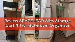 Review SPACELEAD Slim Storage Cart 4 Tier,Bathroom Organizer Rolling Utility,Mobile Shelving Unit Sl