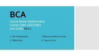 BCA  1st sem, Unit-1 Sets, Mathematics