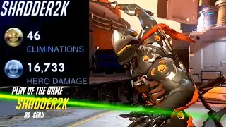 SHADDER2K INSANE GENJI MAIN! 46 ELIMS! POTG! [ OVERWATCH SEASON 24 TOP 500 ]