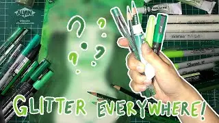 I use ALL my GREEN art supplies || Izzy Sneed