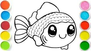 Cute Rainbow Fish Drawing, Painting & Coloring For Kids and Toddlers.