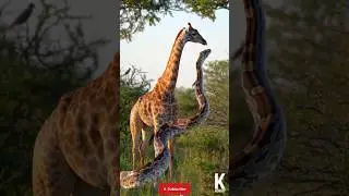 the silent grip: python and the young giraffe #giantpython #giaffe #aianimation #shorts #cartoon