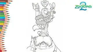 DISNEY Zootopia 2 Coloring Pages / How to Color Gary De'Snake, Nick Wilde, Judy Hopps