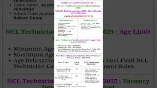 Ncl Technician  Vacancy Recruitment   Notification 2025 l Exam pattern l Salary l Syllabus#jobshorts
