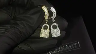 925 Sterling Silver Iced Lock Earrings