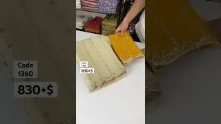 Сари из жоржета с вышивкой и пайетками, блузка с фестончатой ​​каймой и вышивкой.