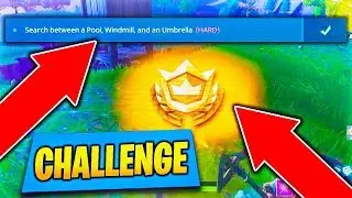*SECRET STAR* - Pool, Windmill, and an Umbrella Challenge Location! (Fortnite Battle Royale)