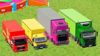TRANSPORTING POLICE CARS, AMBULANCE, FIRE TRUCK, COLORFUL CARS WITH TRUCK -FARMING SIMULATOR 22! #34