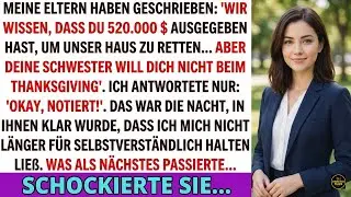 Ich half meinen Eltern finanziell Ihre Antwort Komm nicht zu Thanksgiving Deine Schwester hat das..
