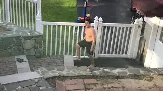Snake surprises guest at pool party!!!