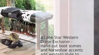 Boot Bench with Cowhide - lonestarwesterndecor.com