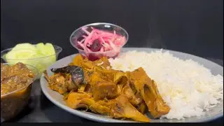 Real Mukbang 🔥 | Spicy Vegetarian Chicken 😍 | Baingan Bharta 🍆 | Basmati Rice 🍚 | Lachha Onion Salad
