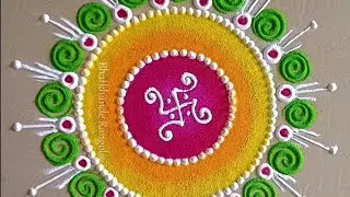 easy and unique rangoli with swastik #craftyworld