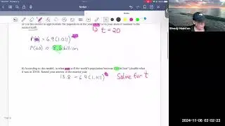 Applications of exp and log equations given equation