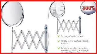 Wenko, Chrome, Wall Mounted Bathroom, Magnifying Makeup Mirror For Cosmetic Use, Steel, Dimensions