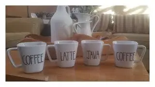 diy Rae Dunn inspired  coffee mugs tutorial/sharpie mugs/kitchen decor/farmhouse
