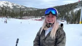 Kierra enjoying the ride on a SkiByk SB100 Full suspension Ski Bike
